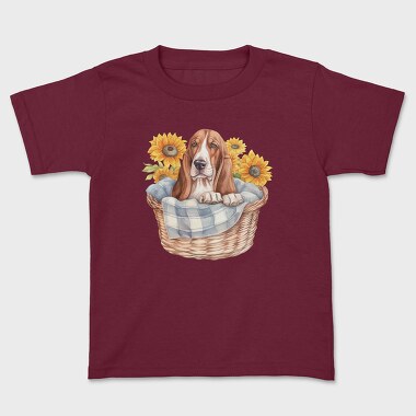 Basset Hound Sunflowers, Tricou Copii