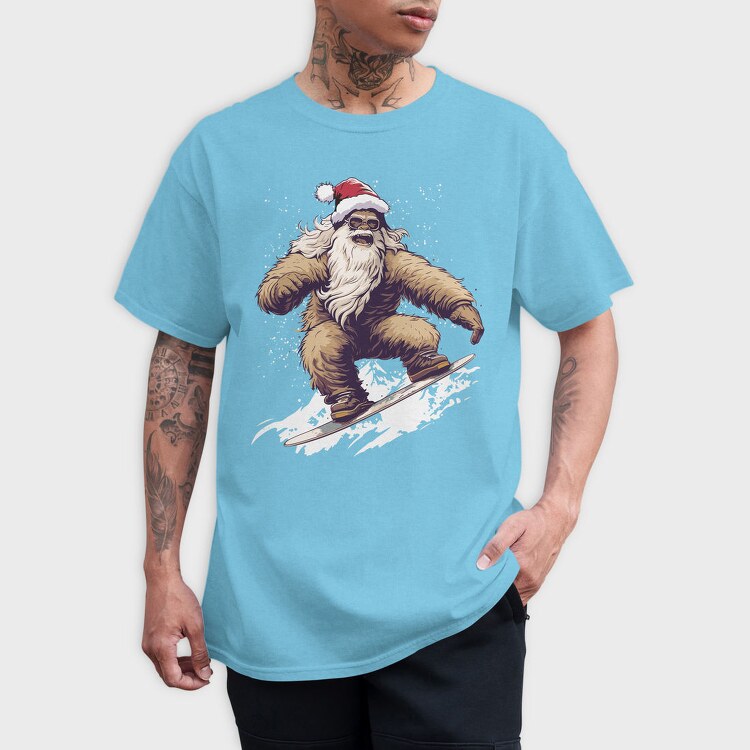 Yeti Santa Claus Snowboarding Adventure, Tricou Barbati (Unisex)