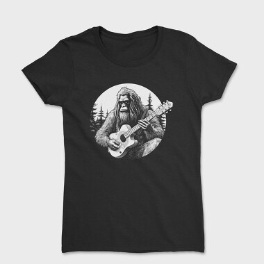 Tricou Femei, Bigfoot Playing Guitar