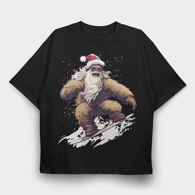 Yeti Santa Claus Snowboarding Adventure, Tricou Oversize Barbati (Unisex)