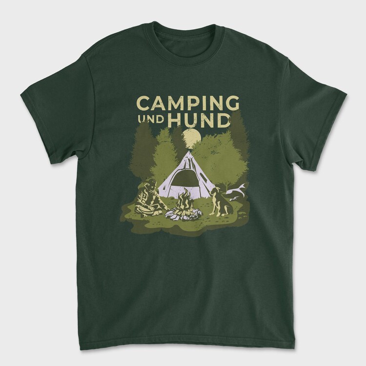 Camping and Hund, Tricou Barbati (Unisex)