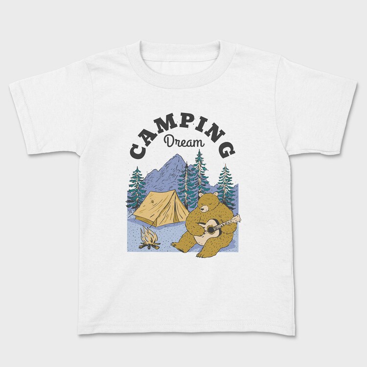 Camping Dream Bear Guitar, Tricou Copii