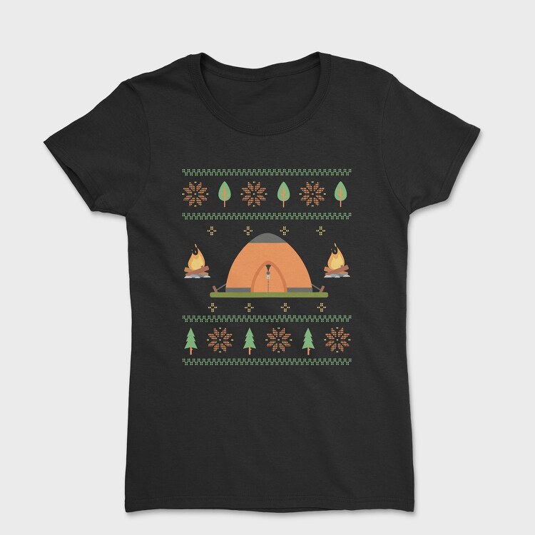 Tricou Femei, Camping Ugly Sweater