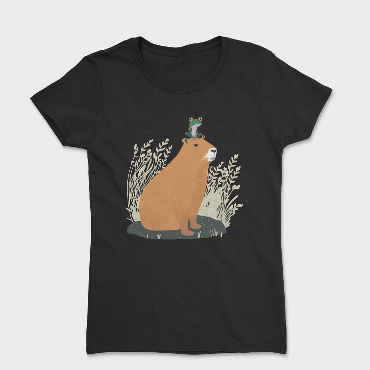 Tricou Femei, Capybara and Frog