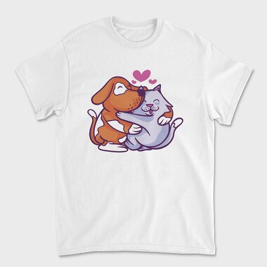 Cat and Dog Hugging, Tricou Barbati (Unisex)