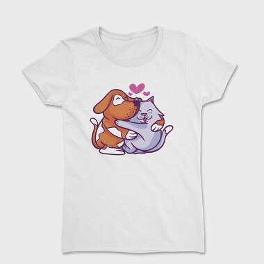 Cat and Dog Hugging, Tricou Femei