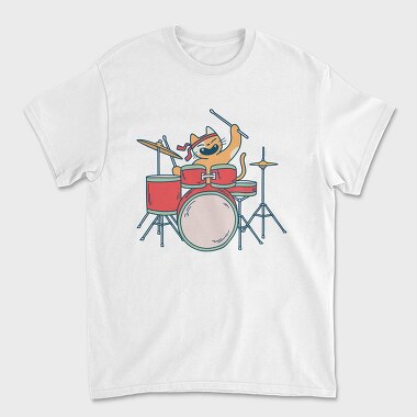 Tricou Barbati (Unisex), Cat Drummer