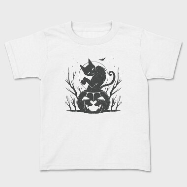 Cat Halloween Monochrome, Tricou Copii