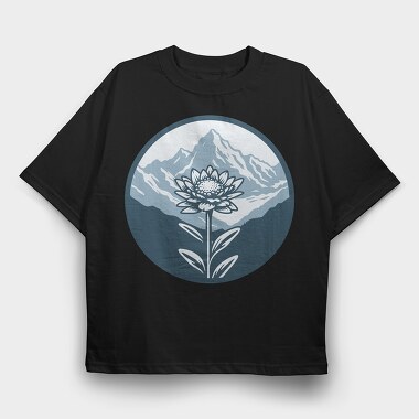 Alpine Flower Circle, Tricou Oversize Barbati (Unisex)