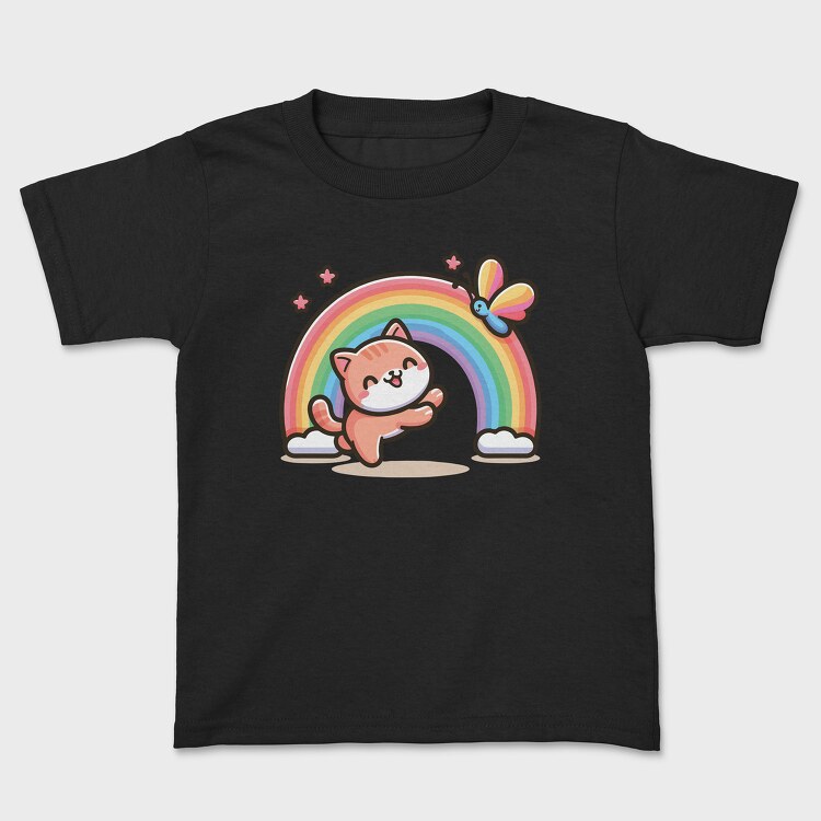 Cat Rainbow Cartoon, Tricou Copii