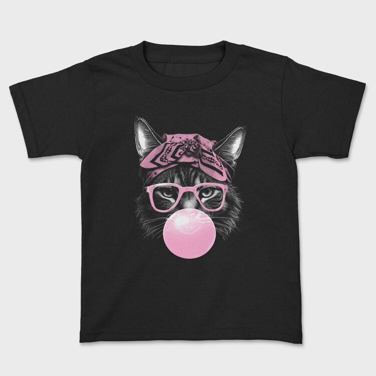 Tricou Copii, Cat Sunglassesd Bubblegum