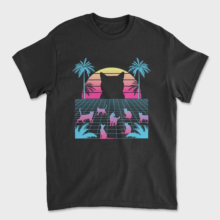 Cat Vaporwave, Tricou Barbati (Unisex)