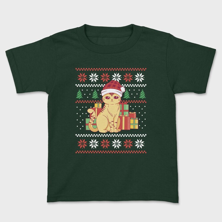 Tricou Copii, Cat With Gifts Ugly Sweater