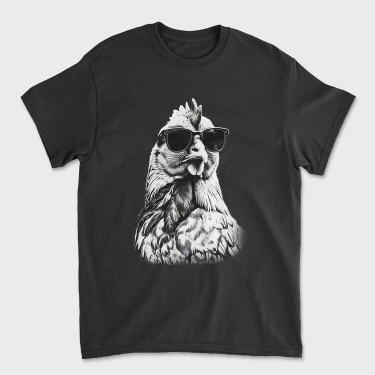 Tricou Barbati (Unisex), Chicken Monochrome Sunglases