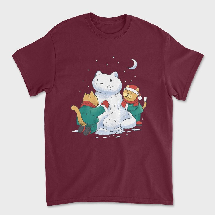 Tricou Barbati (Unisex), Christmas Cats Snowman