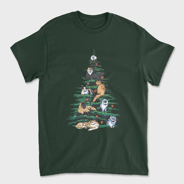 Tricou Barbati (Unisex), Christmas Tree Cats Realistic