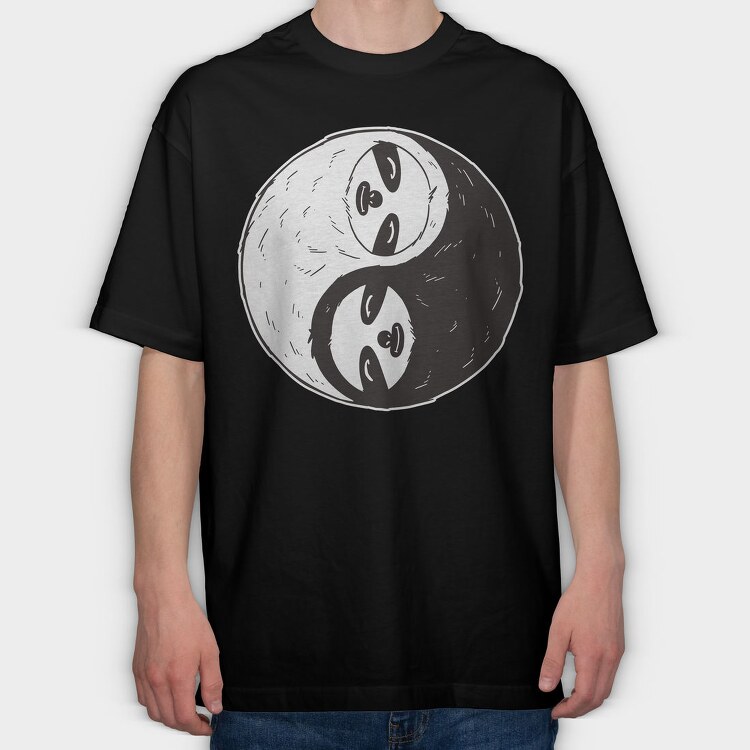 Yin And Yang Sloth, Tricou Oversize Barbati (Unisex)