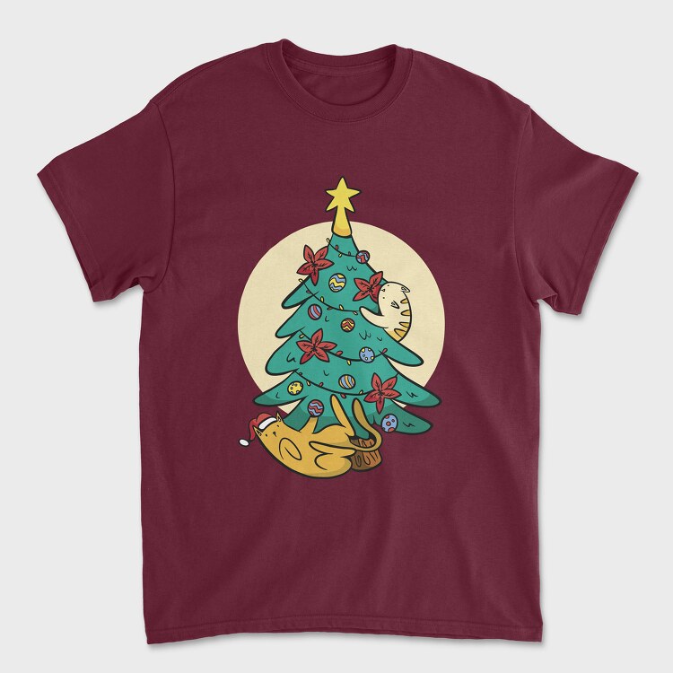 Tricou Barbati (Unisex), Christmas Tree Cats