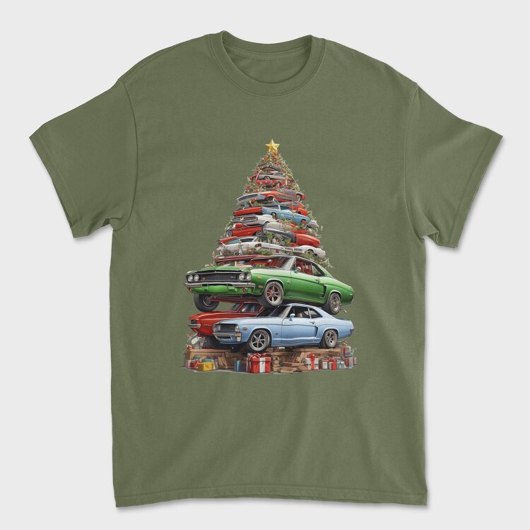 Tricou Barbati (Unisex), Christmas Tree Muscle Madness Cars