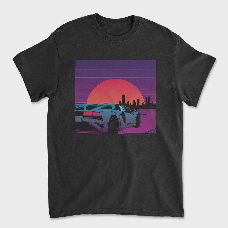 City Vaporwave 2, Tricou Barbati (Unisex)