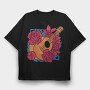 Flower Guitar Uke Flowers, Tricou Oversize Barbati (Unisex)