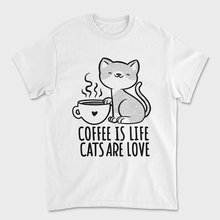 Coffee Cat Love, Tricou Barbati (Unisex)