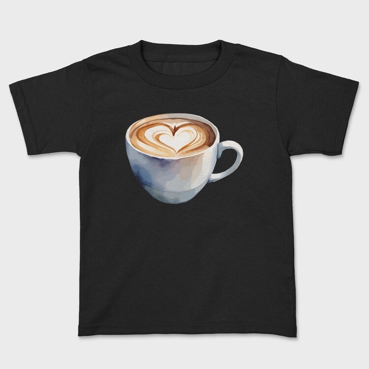 Tricou Copii, Coffee Mug Heart Watercolor