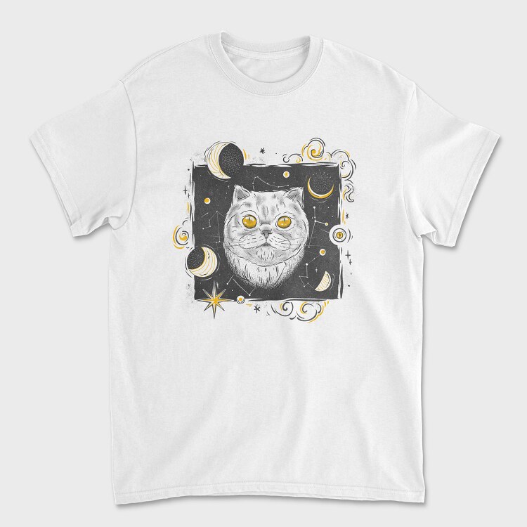 Tricou Barbati (Unisex), Cosmic White Cat