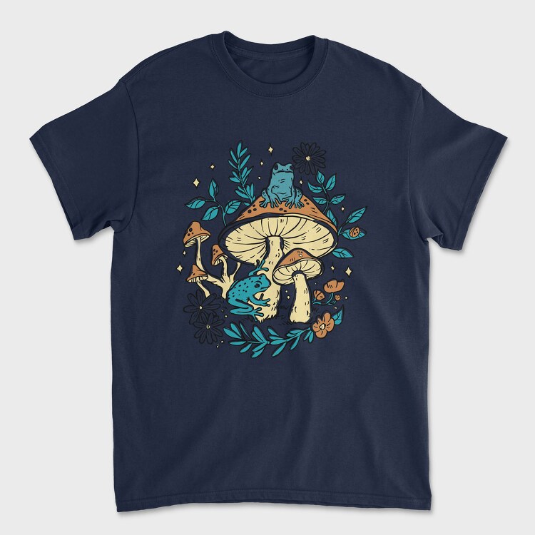 Tricou Barbati (Unisex), Cottagecore Moshrooms Frogs