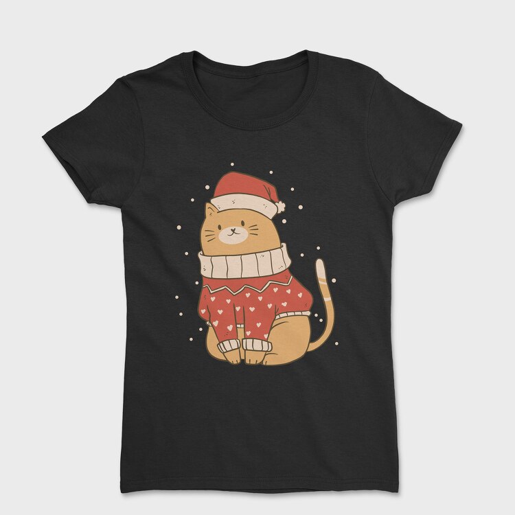 Tricou Femei, Cute Cat Christmas