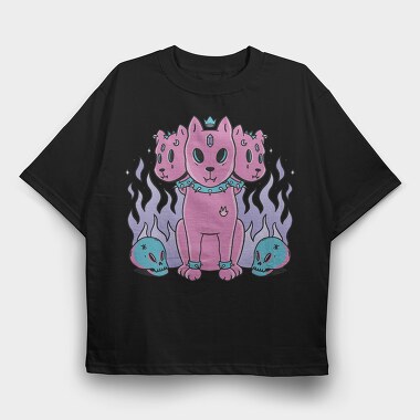 Three Headed Dog Pastel Goth Pink, Tricou Oversize Barbati (Unisex)