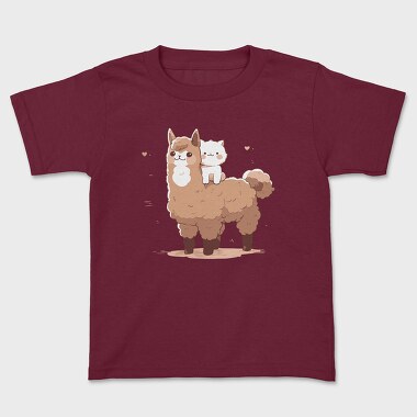 Cute Lama and Cat, Tricou Copii