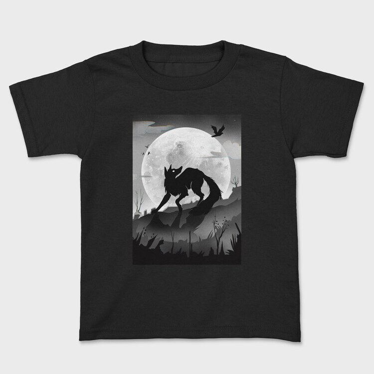 Dark Animals Wolf Silhouette, Tricou Copii