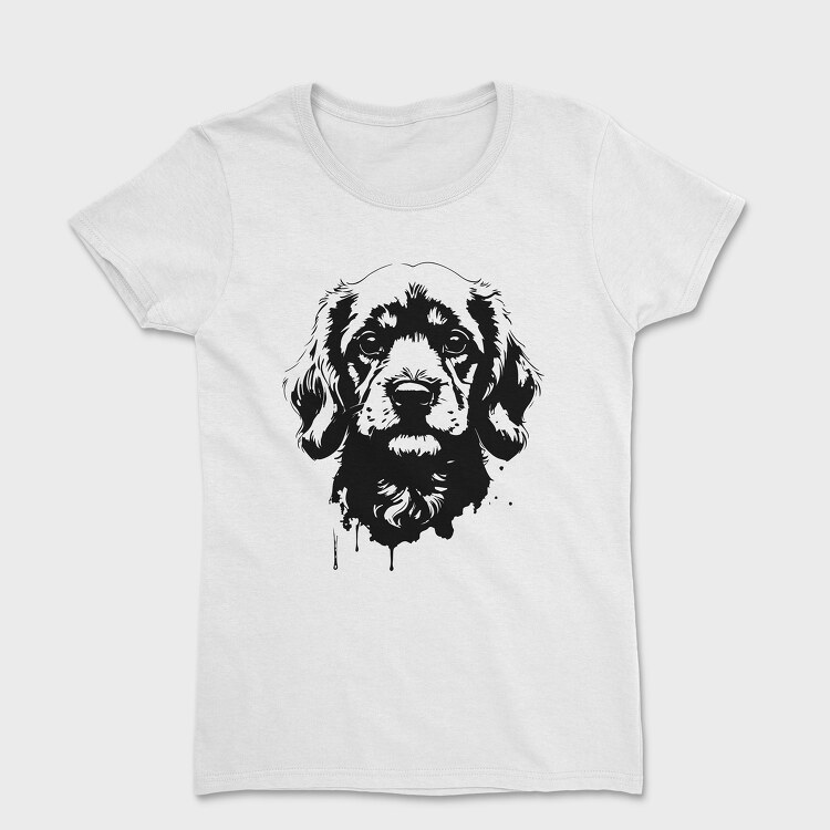 Dog Monochrome Portrait, Tricou Femei