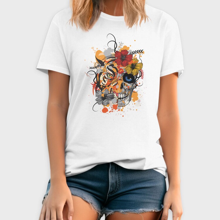 Tiger And Skull Abstract 001, Tricou Barbati (Unisex)