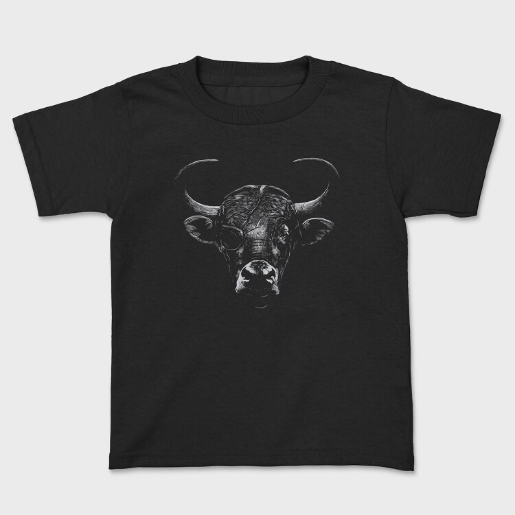 Tricou Copii, Eyepatch Bull Portrait