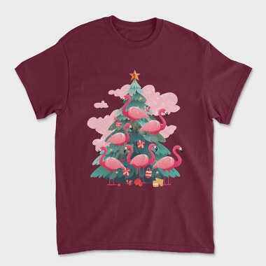 Flamingos Christmas Tree, Tricou Barbati (Unisex)