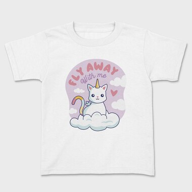 Fly Away With Me Unicorn Cat, Tricou Copii