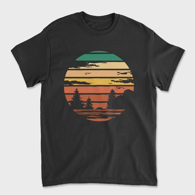 Tricou Barbati (Unisex), Forest Retro Sunset