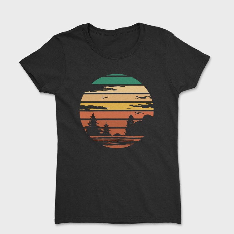 Tricou Femei, Forest Retro Sunset