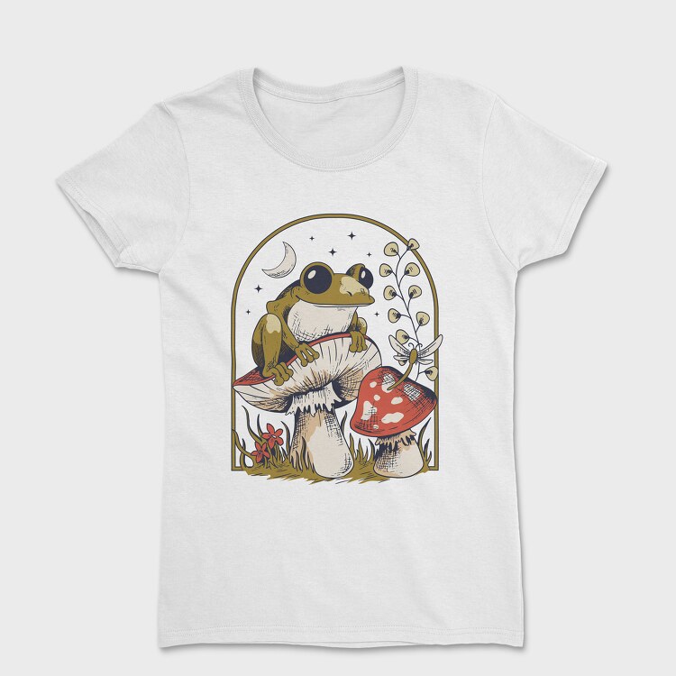 Frog and Mushrooms Vintage Draw, Tricou Femei