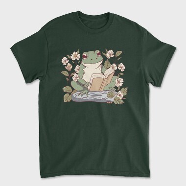 Frog Reading Cottagecore, Tricou Barbati (Unisex)