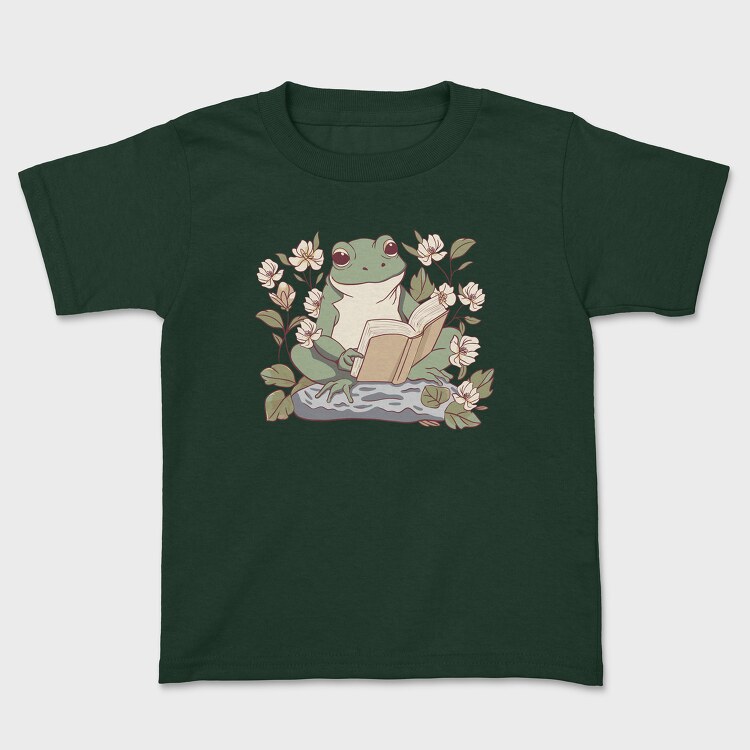 Frog Reading Cottagecore, Tricou Copii