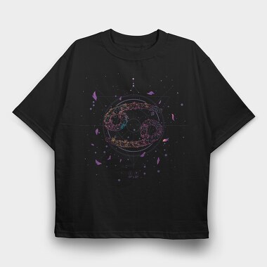 Cancer Floral Zodiac Sign, Tricou Oversize Barbati (Unisex)