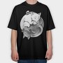 Yin Yang Cats Monochrome, Tricou Oversize Barbati (Unisex)
