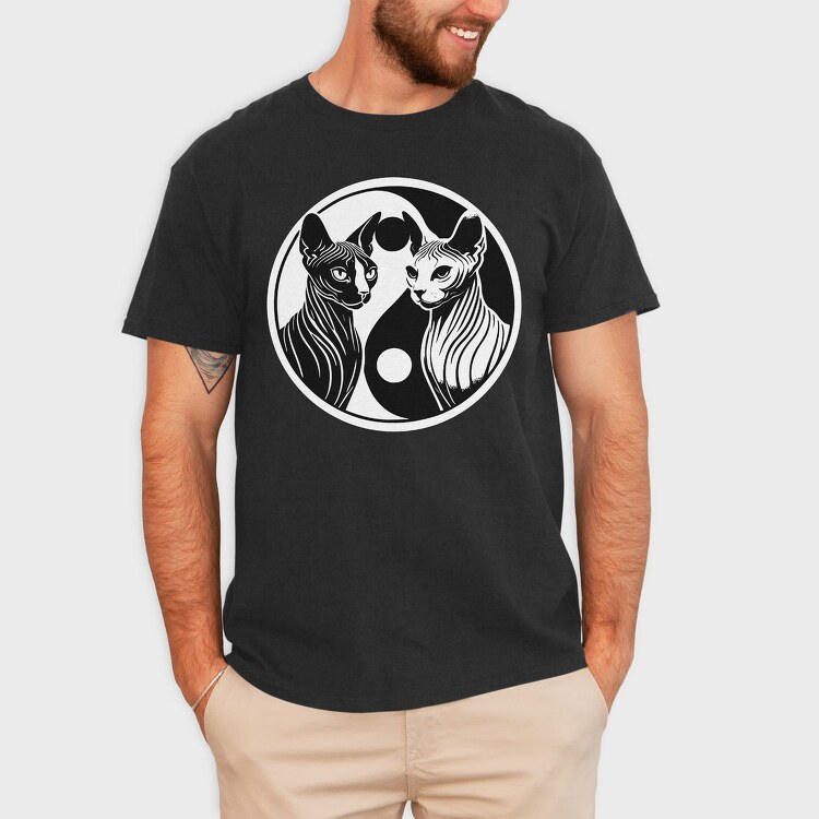 Yin Yang Cats Symbol, Tricou Barbati (Unisex)