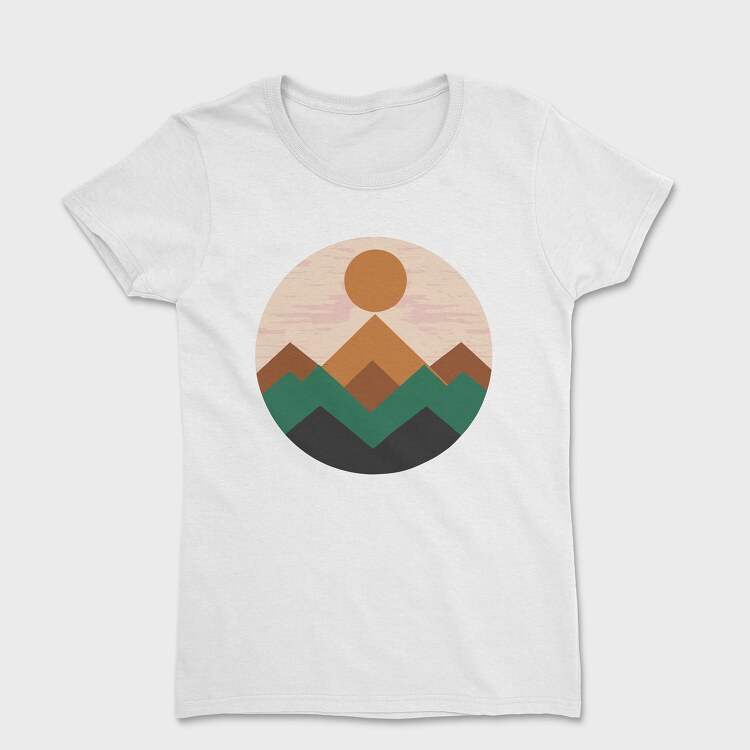 Tricou Femei, Geometric Retro Mountains