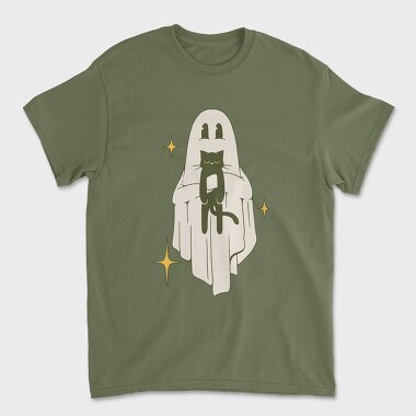 Ghost With Cat, Tricou Barbati (Unisex)