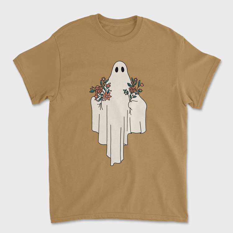 Tricou Barbati (Unisex), Ghost With Flowers