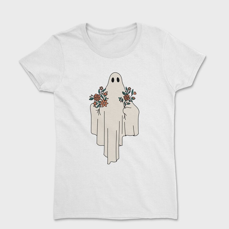 Tricou Femei, Ghost With Flowers